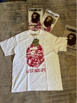 Pink and white bape shirt medium