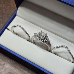 14k White Gold Wedding Ring Set Size 8