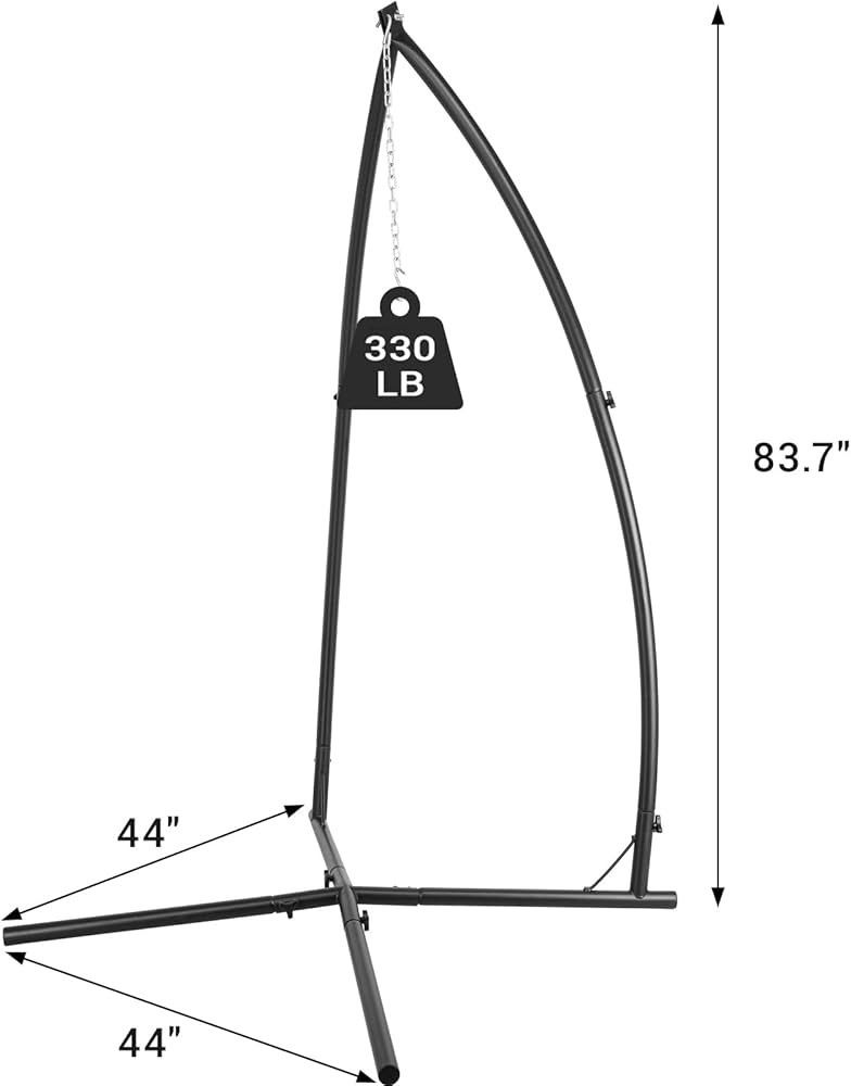 Hammock Chair Stands, Hanging Metal C-Stand for Chair, Indoor/Outdoor Heavy Duty Steel Solid Air Porch Egg Swing Stand Only Construction for Patio Dec