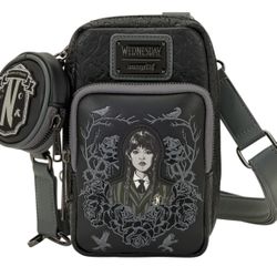 Loungefly Wednesday Black Roses Crossbody Bag with Coin Bag