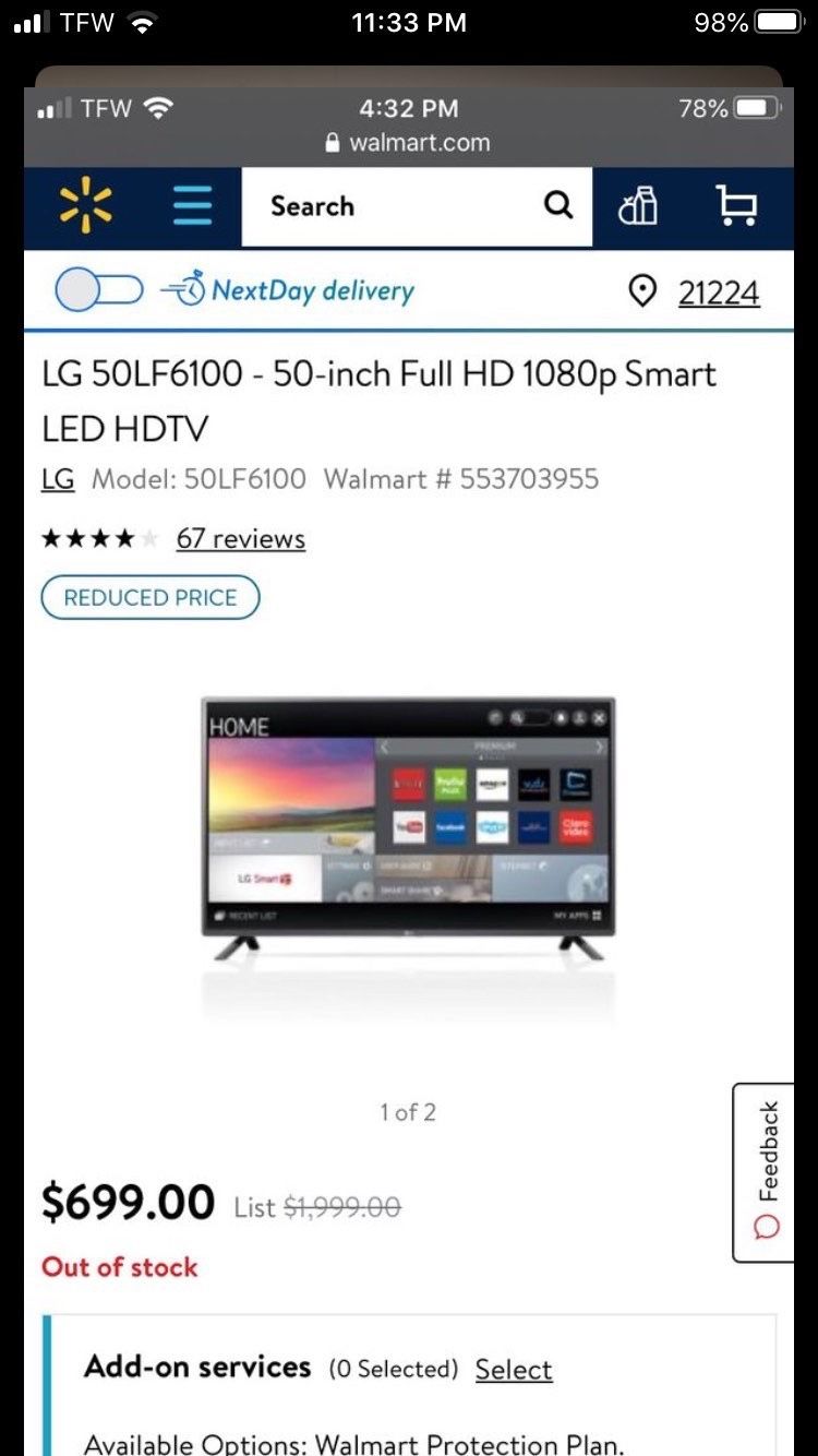 LG 50 inch Smart TV