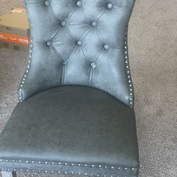 Kiztir Leather Dining Chair Dark Grey