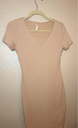 Nude Ribbed Bodycon Mini Dress