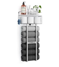Wall Mounted Metal Towel Rack with Wood Plank