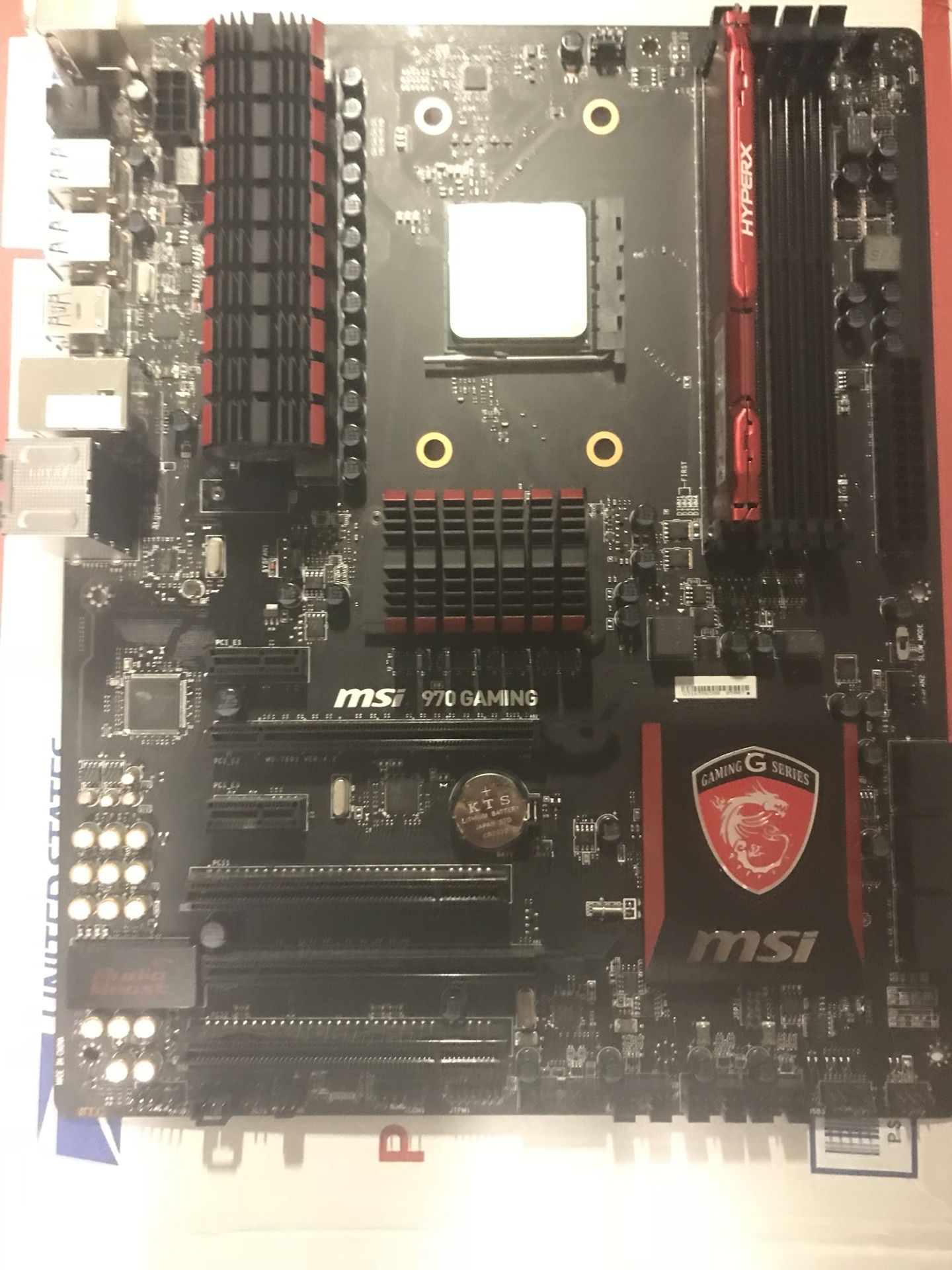 MSI 970 gaming motherboard, 8 gb of hyper x fury ram, and a 4.2 amd Fx 4350