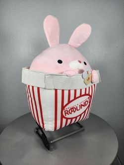 14" Takashoji Pink Bunny In Popcorn Bucket Round1 Plush