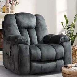 Bestier 40.6" W Grey Oversize Power Lift Recliner Chair with Massage and Heating