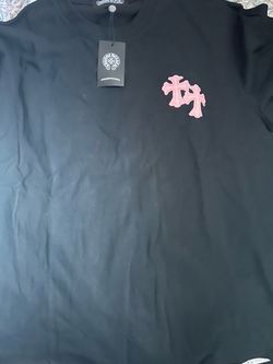 Chrome Hearts Black T-Shirt with Pink Cross