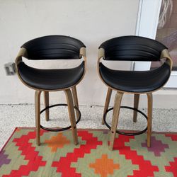 Bar Stools/High Swivel chairs - Black/wood Look- Good Quality 