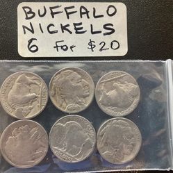 6 Vintage 1930s 1920s Indian Head Buffalo Nickels Rare Coins HTF 