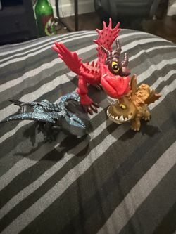 How To Train Your Dragon Lot of 3 Mini Figures Toys Toothless Meatlug Hookfang