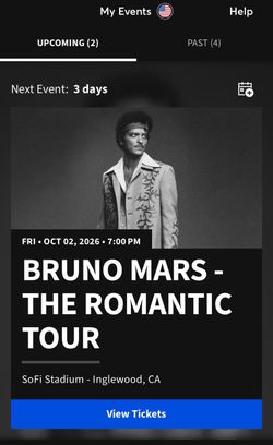 2 FLOOR SEATS - BRUNO MARS Oct.2