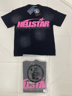 Hellstar Men's Black Pink Graphic Logo Cotton Crew Neck Short Sleeve T-Shirt S