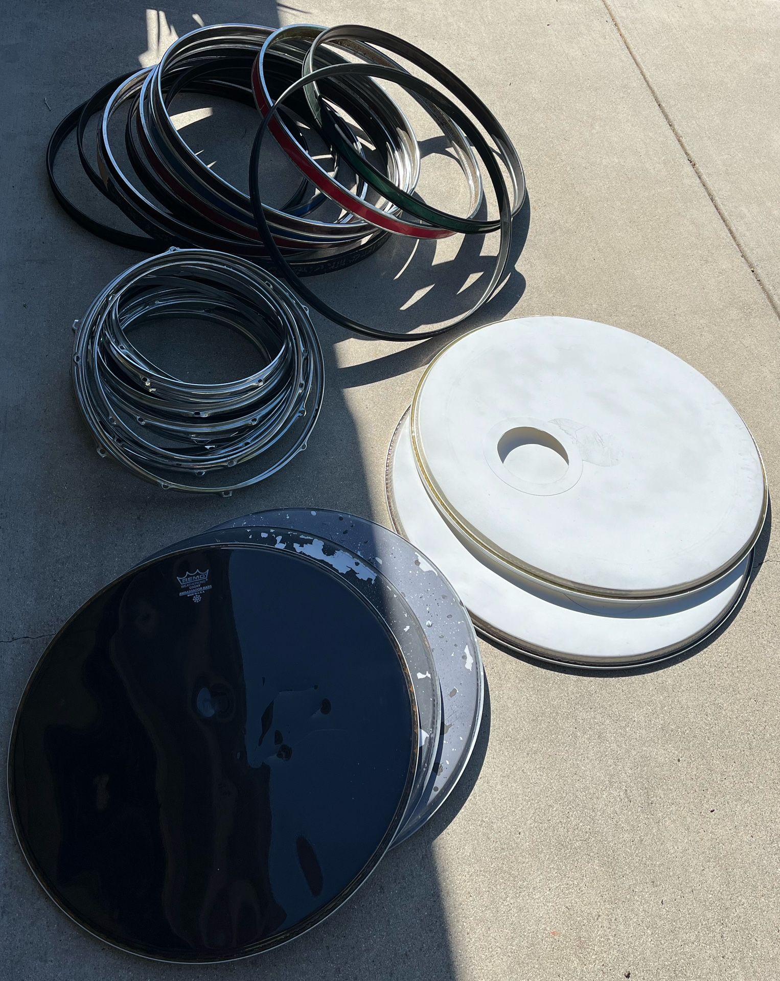 Drum Hoops, Heads, Parts And Cases