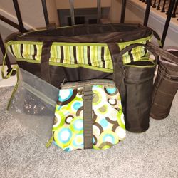 4 piece green and brown stripped Dipper bag set