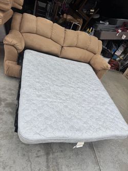 Tan Microfiber Sleeper Sofa with Mattress