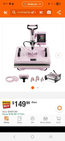 VEVOR heat press machine in a light pink https://offerup.com/redirect/?o=Y29sb3IuSXQ= is available in both 5-in-1 and 8-in-1