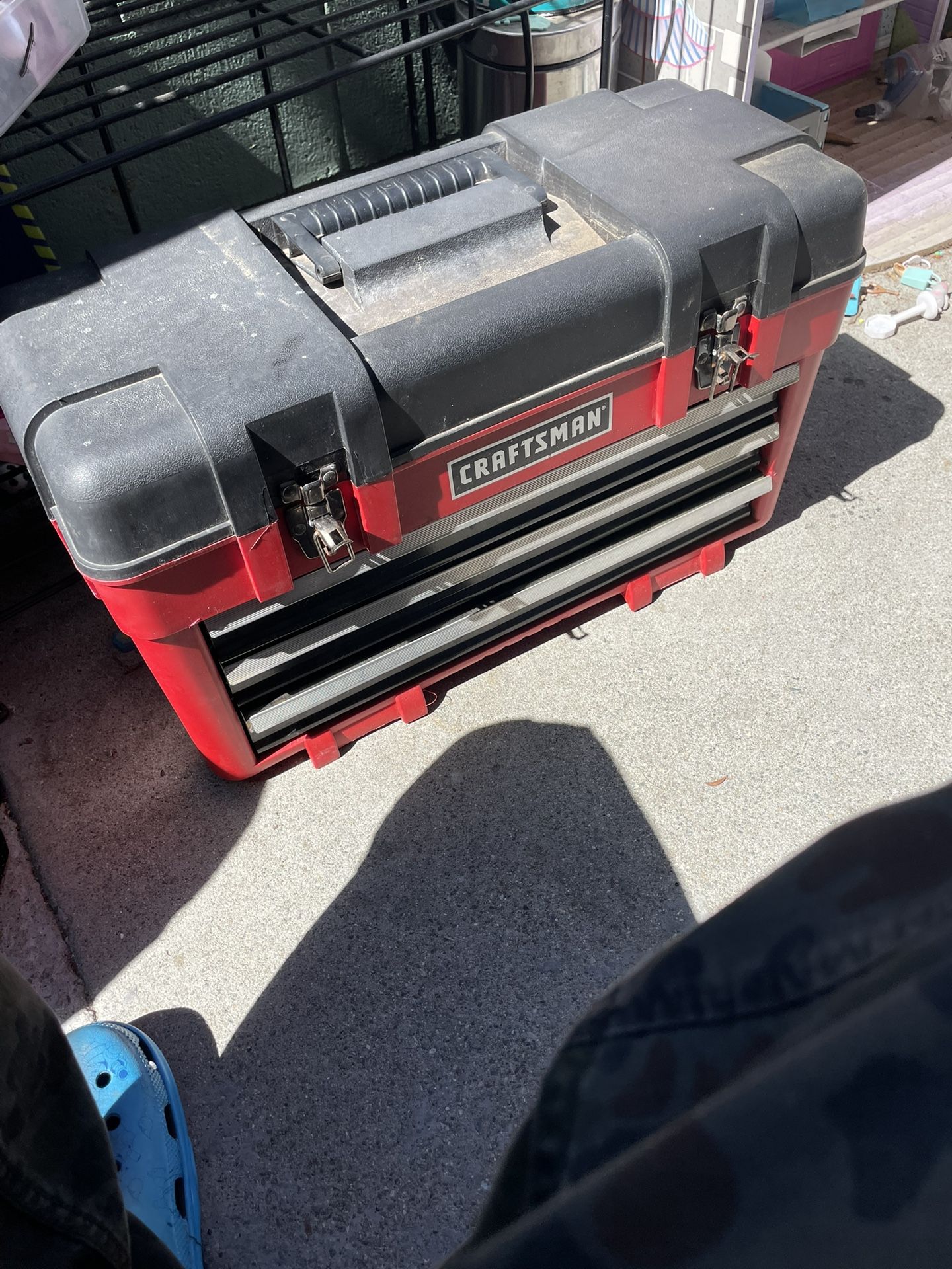 Sears Craftsman 3 Drawer Plastic Tool Box With Metal Drawers and Top Hutch