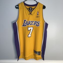 Los Angeles Lakers Lamar Odom Basketball Jersey Mens Medium Gold Purple Reebok