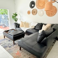 Moving Sale – Blue Leather Sofa with Storage Chaise from Macy’s – $1,000