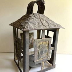 Antique Embossed Metal Hanging Or Table Candle Lantern Garden Porch Yard Decor
