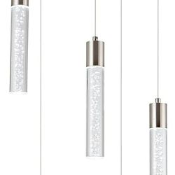 5 Light Pendant Lights for Kitchen Island , Kitchen Pendant Lighting Over Island , Integrated Modern Pendant Light with Crystal 40W , 6000k Dimmable