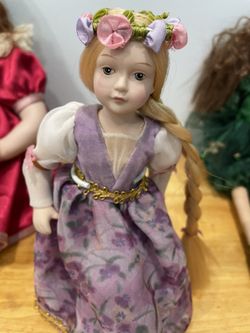 2 Collection Dolls, Porcelain Face About 10 Inches Height