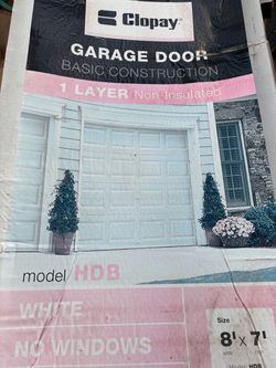 Classic Steel Short Panel 8 ft x 7 ft Non-Insulated White Garage Door without Windows