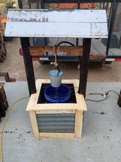 Wooden Garden Wishing Well Water Fountain ⛲️ fuente estilo Pozo rústico