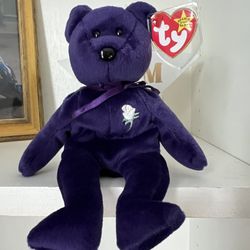 Vintage  TY Beanie Baby PRINCESS DIANA Bear 1997 Rare & Retired Purple w/ Tags