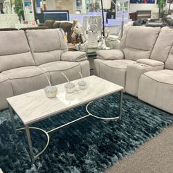 Stunning Modern Light Grey Power Reclining Sofa&Loveseat Available Limited Time Only $1499