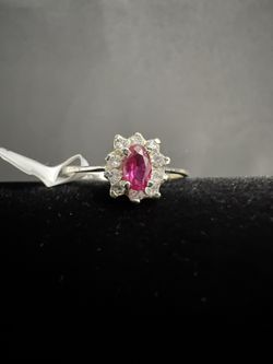 Magenta Pink Oval Ring .925 Sterling Silver 