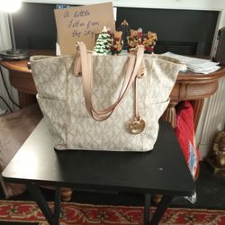Michael Kors Cream And Gold Bag
