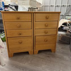 Set Of 2 Drawer File Drawer Tables With 3 Drawers Each - All Wood File Cabinets