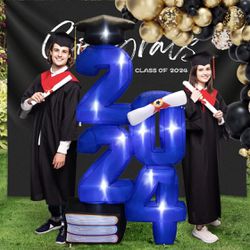 6.0 FT Inflatable Graduation Decorations Class of 2024 - Blow Up 2024 Light Up Marquee Numbers - Yard Sign for Congrats Graduation Party Decorations C