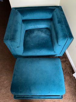 Teal Couch with ottoman