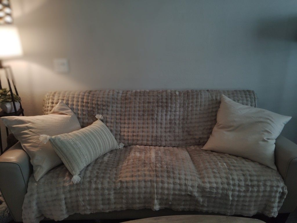 GENUINE LEATHER LIGHT GRAY SOFA $300