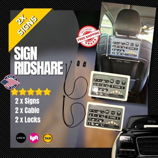 Sign Uber lyft taxi welcome information ridshare boost rating and tips FREE SHIPPING
