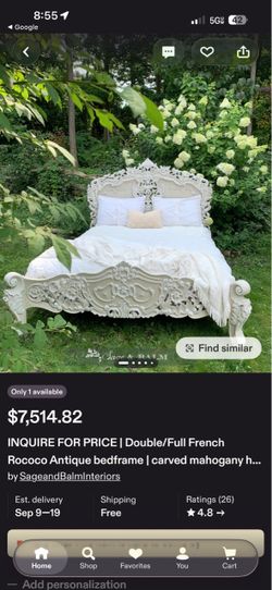 CAL-KiNG French Rococo Carved Mahogany Bed Frame