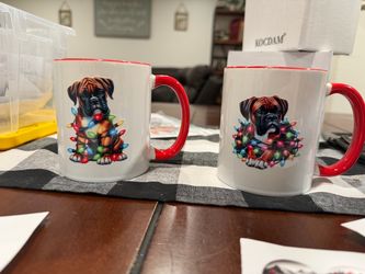 Boxer Dog Christmas Lights Ceramic Mugs – Set of 2