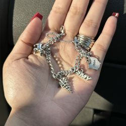 James Avery heavy double curb bracelet with charms