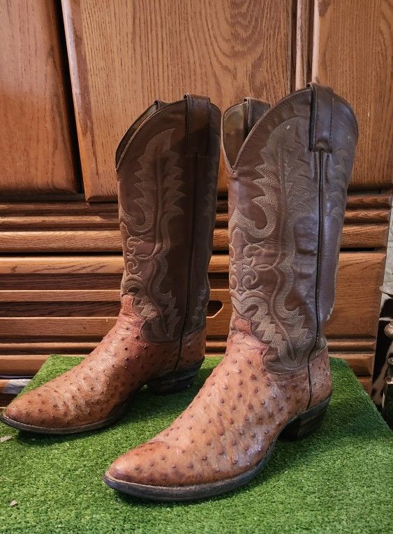 Vintage Justin Ostrich Men's Cowboy Boots