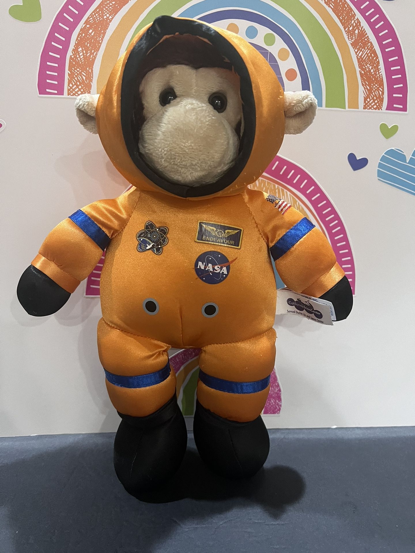 ACES - ORANGE SPACE PLUSH MONKEY ! 14 INCH - BY CALIFORNIA SCIENCE