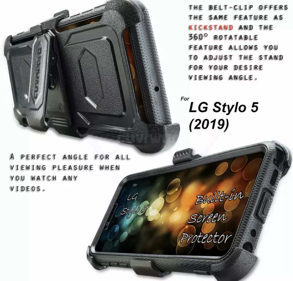 Built-In Screen Protector / Kickstand LG Stylo 5 / 5x / 5+ Plus 2019 Armor Holster Case Belt Clip Phone Cover