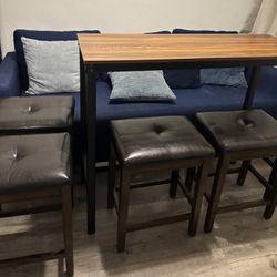 High Table Top With 4 Bar Stools