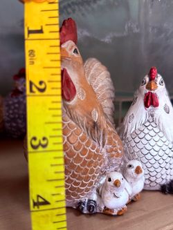 Rooster Hen and Chicks Figurine Set