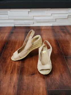Lauren Ralph Lauren Catrin Espadrille Wedge Sandals Beige Women’s Size 5.5