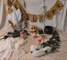Ultimate Halloween Party & Home Decor Bundle (Ghosts, Skull, Banner, Props)
