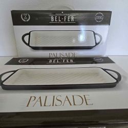 Bel Fer SAGE 16" RECTANGLE Enameled Cast Iron GRILL Pan SAVANNAH