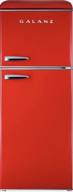 Galanz Retro Two-Door Refrigerator Red